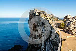 Mirador Es Colomer cliff on a sunny day, Majorca, Spain photo