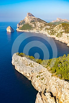 Mirador es Colomer - the main viewpoint at Cap de Formentor located on over 200 m high rock, Mallorca, Spain