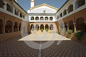 Mirador of the Friars and Mudejar style courtyard and cloisters of 15th-century Franciscan Monasterio de Santa Marï¿½a de la