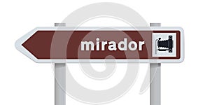 Mirador Spanish direction road sign photo