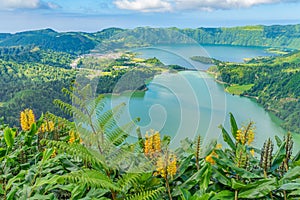 Miradouro da Boca do Inferno overlooking the lakes of Sete Cidades, island Sao Miguel, Azores