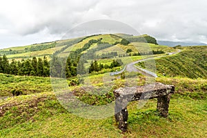 Miradouro do Salto do Cavalo near Furnas on the island of Sao Miguel, Portugal