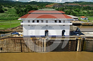 Miraflores locks on the Panama Canal