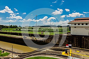 Miralflores locks at the Panama Canal.