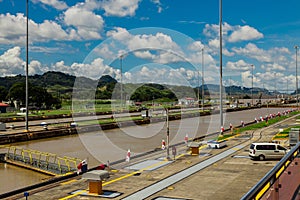 Miralflores locks at the Panama Canal.