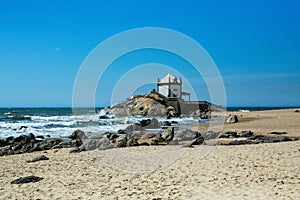 Miramar Beach and Chapel Senhor da Pedra, near Porto photo