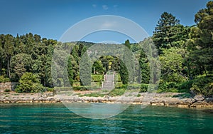 The Miramare castle in the Gulf of Trieste, Italy photo