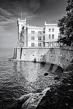 Miramare castle near Trieste, Italy, colorless