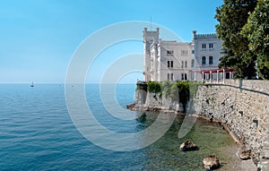 Miramare castle and sea sight from main entrance