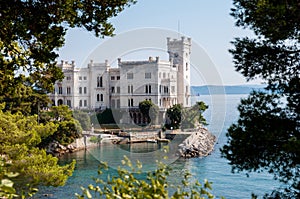 Miramare castle with vegetation frame