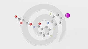 mirdametinib molecule 3d, molecular structure, ball and stick model, structural chemical formula antineoplastic agent photo