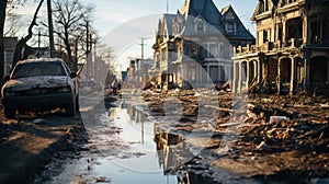 Mired in Mud: Climate Change-Induced Floods Engulf Vehicles. Generative AI