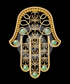 Miriam hand - amulet of protection in gold filigree design