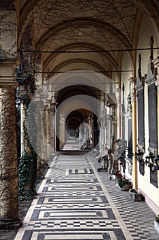 Mirogoj cemetery arcades in Zagreb