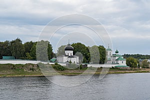 The Mirozhsky monastery. Spaso-Preobrazhensky Cathedral 12th century and Stefanovskaya Church 17th century, Pskov, Russia