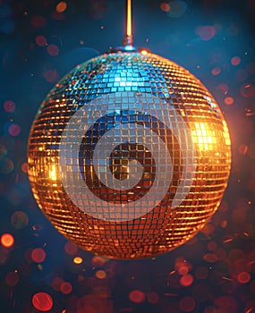 Mirror ball. A mirror ball for disco dancing on blue background