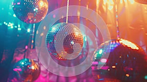 Mirror Ball Disco Lights Club Dance Party Glitter Background,