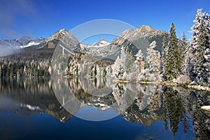 Mirror in a beautiful lake in the High Tatras