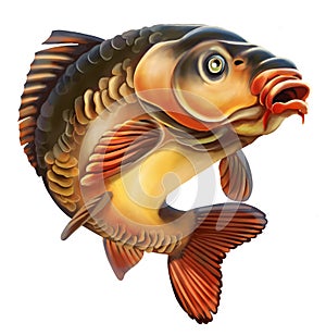 Mirror Carp Illustration. Isolated on white background.