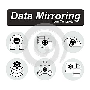 Mirror data icon. Data duplication symbol. Redundant data illustration. Data backup icon.