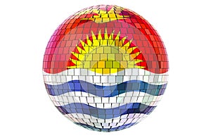 Mirror disco ball with Kiribatian flag, 3D rendering photo