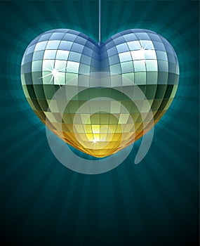 Mirror disco ball in the shape of heart