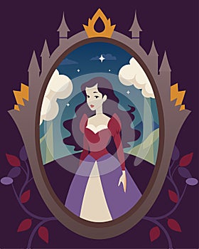 The mirror in the fairytale castle showed a beautiful maiden in place of the wicked queen luring her admirers to do her photo