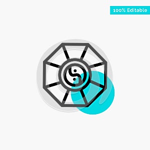 Mirror, FengShui, China, Chinese turquoise highlight circle point Vector icon