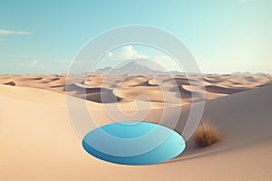 Mirror glass object in desert landscape background