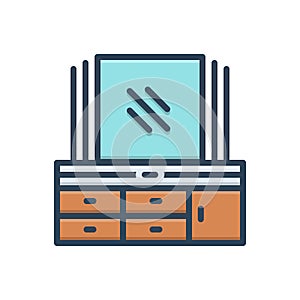 Color illustration icon for Mirror, darpan and dressing