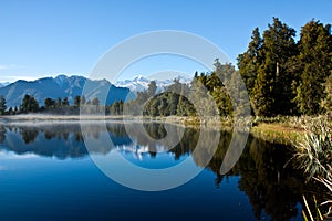 Mirror lake in New Zealand outback