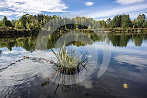 Mirror Lakes with reflection , Millford, New Zealand