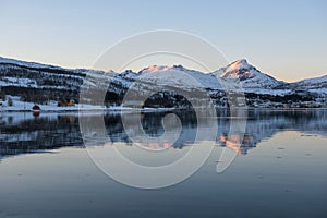 Mirror-like reflections in a Norwegian fjord near TromsÃÂ¸