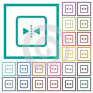 Mirror object around vertical axis flat color icons with quadrant frames