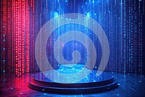 Mirror podium in digital landscape