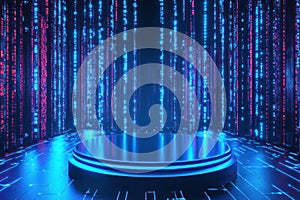 Mirror podium in digital landscape