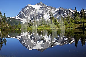 Mirror Reflection Lake Mount Shuksan Washington