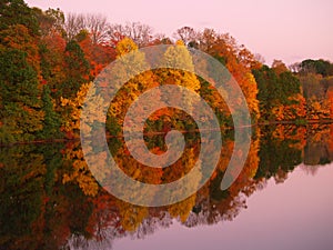 Mirrored Autumn Twilight at Lake Nockamixon - Pennsylvania photo
