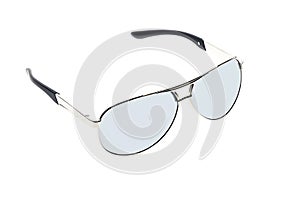 Mirrored Aviator silver sunglasses isolated on white