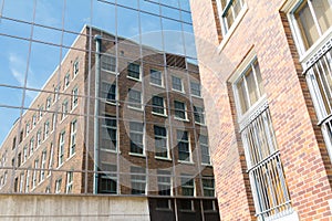 Mirrored building with reflection