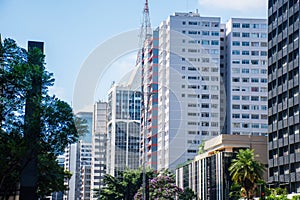 Mirrored buildings on Paulista Avenue in SÃÂ£o Paulo