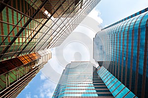 Mirrored high-rise office buildings, Hong Kong