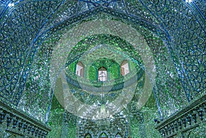 Mirrored interior of Ali Ibn Hamza shrine in Shiraz, Iran