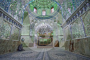 Mirrored interior of Ali Ibn Hamza shrine in Shiraz, Iran