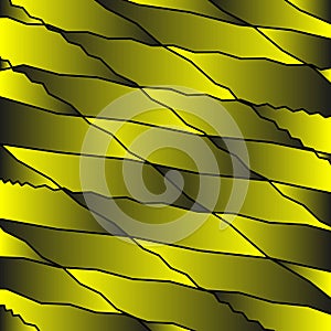 Mirrored molecular bonds of curved yellow intersecting ribbons and vague lines