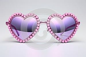 Mirrored Pink Heart Shaped Sunglasses