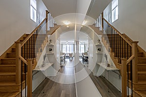Mirrored staircase in a building