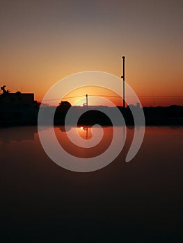 mirrored sunset image photo
