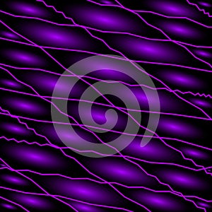 Mirrored triangular shards of curved violet intersecting ribbons and vertical lines