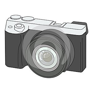 Mirrorless Digital Camera Cartoon Illustration